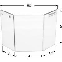 RSO-106W 8¼" x 6" x 3/16" Winged Shield With 3" Wings and Mounting Holes at Top of Left Wing. Weight: 9.9 oz.