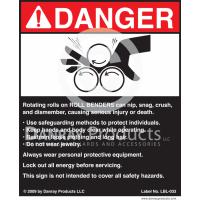 LBL-033 Adhesive Safety Sign for <strong>Roll Benders</strong> 8¾" W x 10½" H