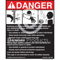 LBL-002 Adhesive Safety Sign for <strong>Cutting Machines</strong>  5" W x 6" H