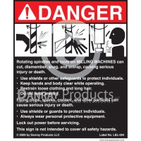 LBL-004 Adhesive Safety Sign for <strong>Milling Machines</strong>  5" W x 6" H