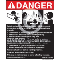 LBL-005 Adhesive Safety Sign for <strong>Lathes</strong>  5" W x 6" H