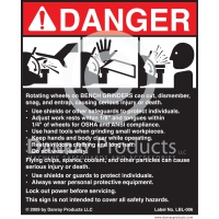 LBL-006 Adhesive Safety Sign for <strong>Bench Grinders</strong> 5" W x 6" H