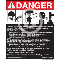 LBL-007 Adhesive Safety Sign for <strong>Surface Grinders</strong>  5" W x 6" H