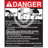 LBL-008 Adhesive Safety Sign for <strong>Sawing Machines</strong>  5" W x 6" H