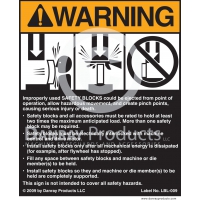 LBL-009 Adhesive Safety Sign for <strong>Safety Blocks</strong>  5" W x 6" H