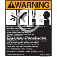 LBL-017 Adhesive Safety Sign for <strong>Spot Welders</strong> 5" W x 6" H