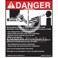 LBL-019 Adhesive Safety Sign for <strong>Roll Threaders</strong> 5" W x 6" H