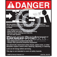 LBL-021 Adhesive Safety Sign for <strong>Die Casting Machines</strong> 8¾" W x 10½" H