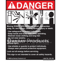 LBL-023 Adhesive Safety Sign for <strong>Robot Welders</strong> 8¾" W x 10½" H