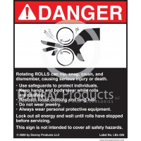 LBL-026 Adhesive Safety Sign for <strong>Rolls</strong> 5" W x 6" H